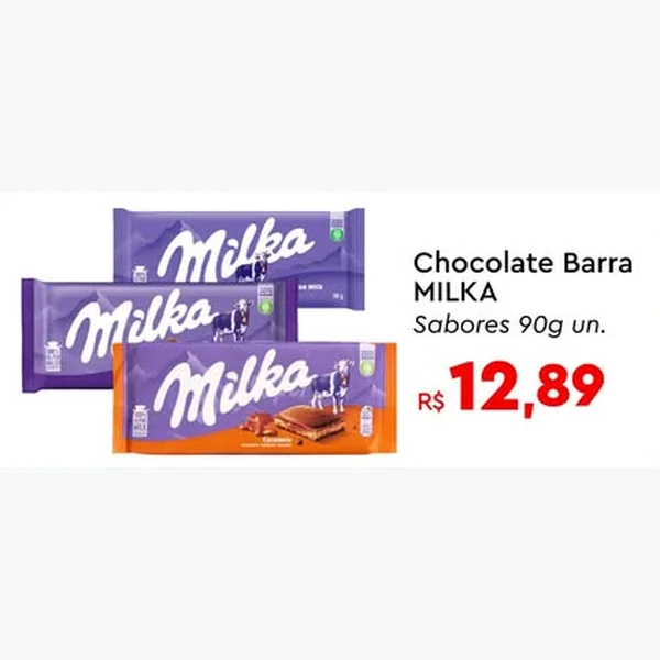 Recorte do encarte de Chocolate Barra Milka 90 g