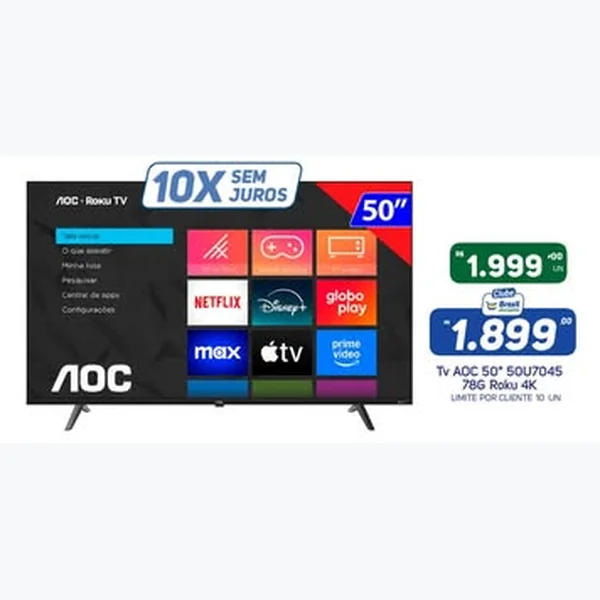 Recorte do encarte de Tv Roku 4k AOC 50 un