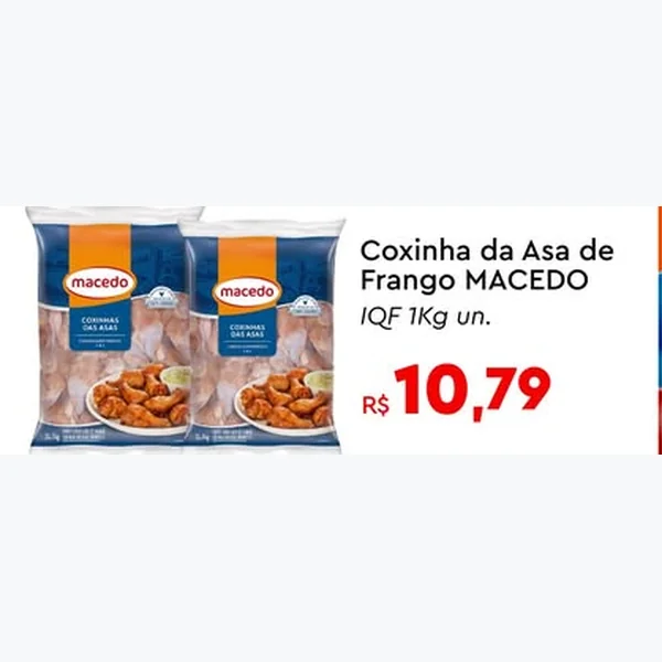 Recorte do encarte de Coxinha da Asa de Frango Macedo
