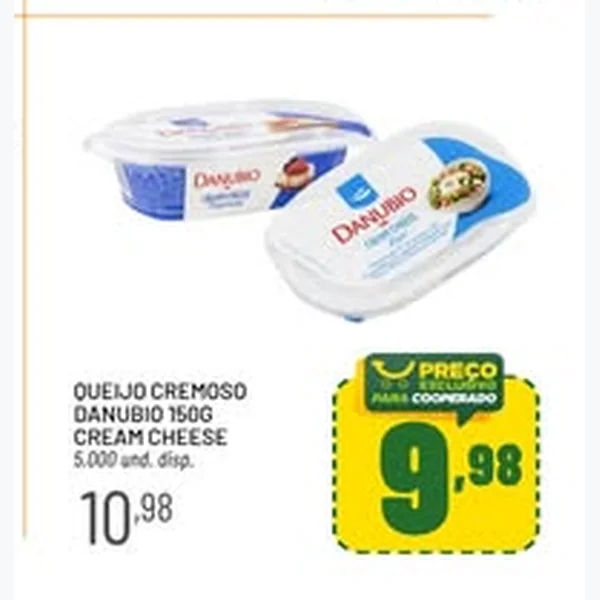 Recorte do encarte de Queijo Cremoso Cream Cheese Danubio 150 g