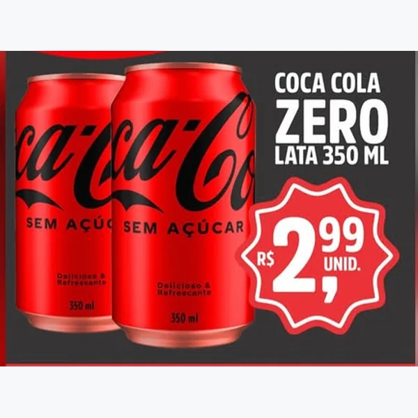 Recorte do encarte de Refrigerante Zero Coca Cola 350 ml