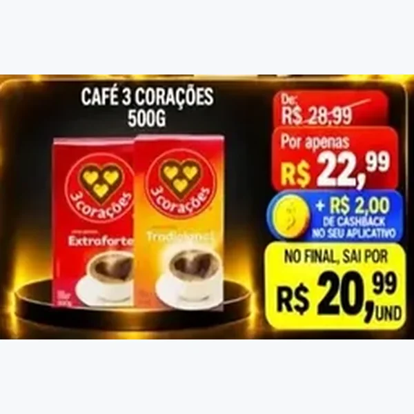 Recorte do encarte de Café 3 Corações 500 g