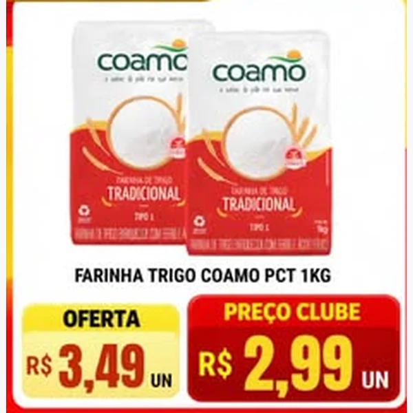 Recorte do encarte de Farinha de Trigo Tradicional Coamo 1 kg