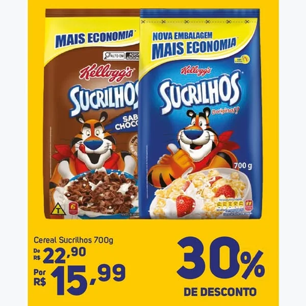 Recorte do encarte de Cereal Sucrilhos Sabor Chocolate Kellogg's 700 g