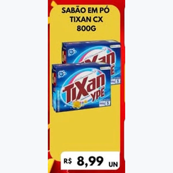 Recorte do encarte de Sabão em Pó Tixan Ypê 800 g