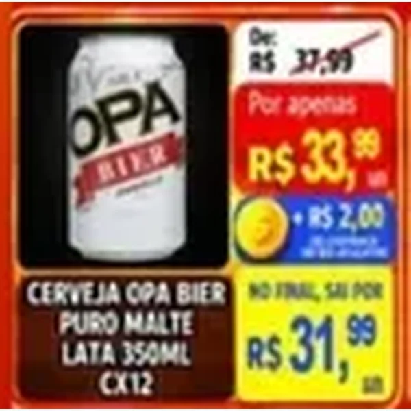 Recorte do encarte de Cerveja Puro Malte Opa Bier 12 un × 350 ml