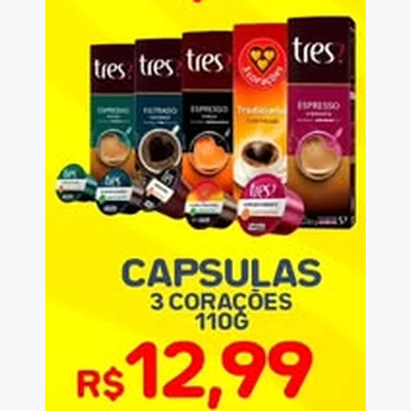 Recorte do encarte de Cápsulas de Café 3 Corações 110 g