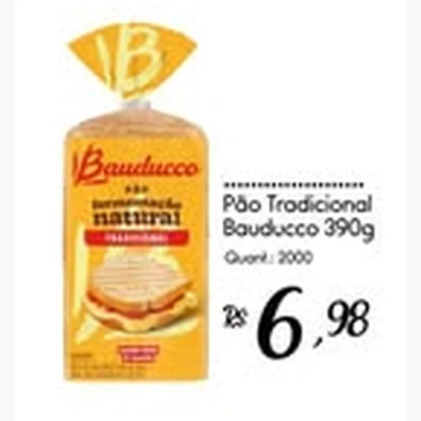 Recorte do encarte de Pão Tradicional Bauducco 390 g