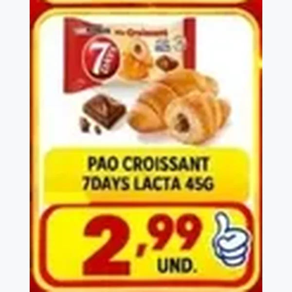 Recorte do encarte de Pão Croissant 7Days Lacta 45 g