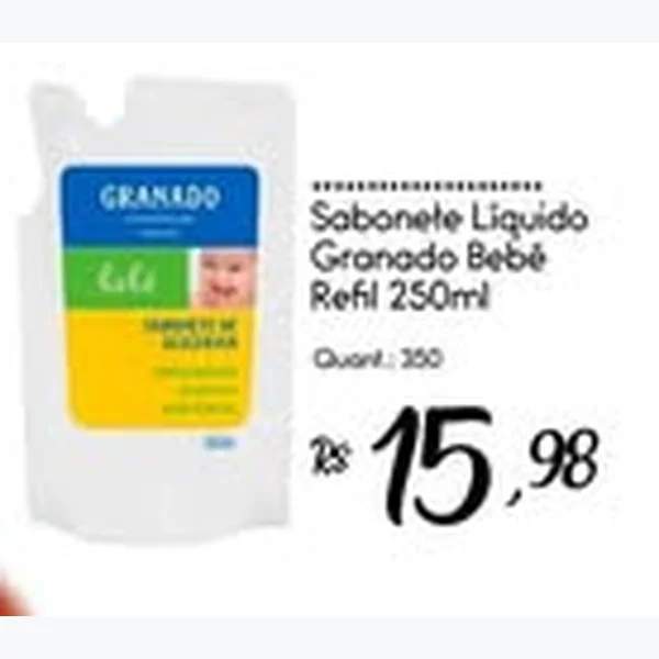 Recorte do encarte de Sabonete Líquido Bebê Refil Granado 250 ml