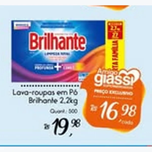 Recorte do encarte de Lava-roupas em Pó Brilhante 2,2 kg