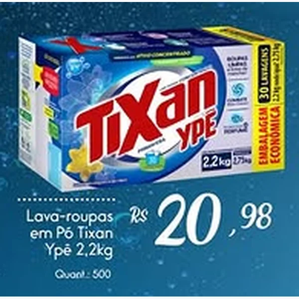 Recorte do encarte de Lava-roupas em Pó Tixan Ypê 2,2 kg