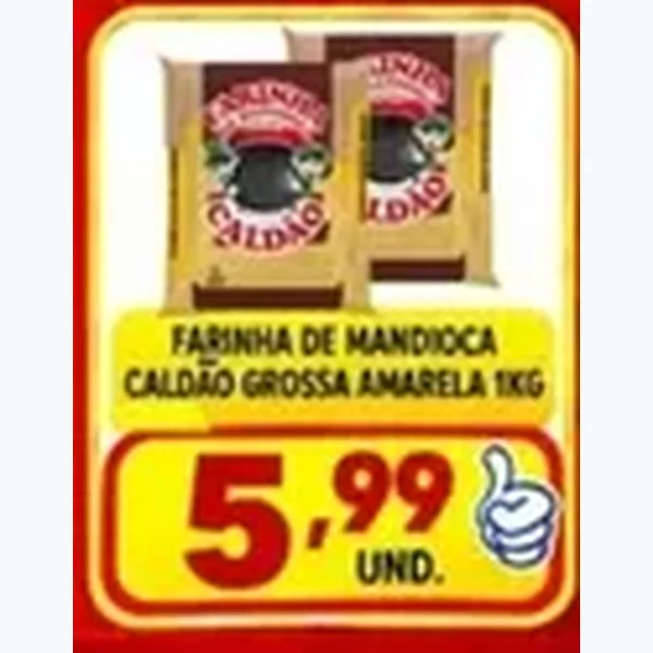 Recorte do encarte de Farinha de Mandioca Grossa Amarela Caldão 1 kg