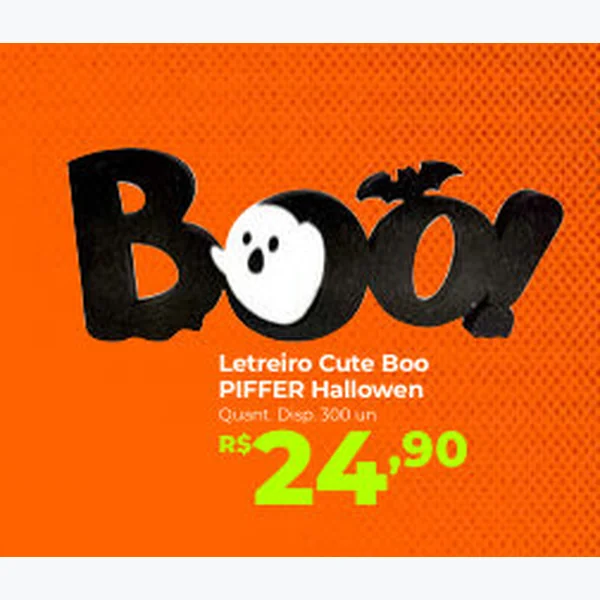 Recorte do encarte de Letreiro Cute Boo Halloween PIFFER