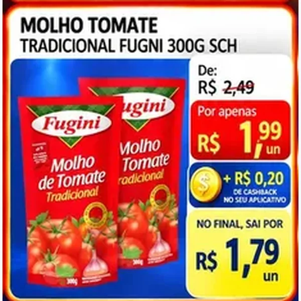 Recorte do encarte de Molho de Tomate Tradicional Fugini 300 g