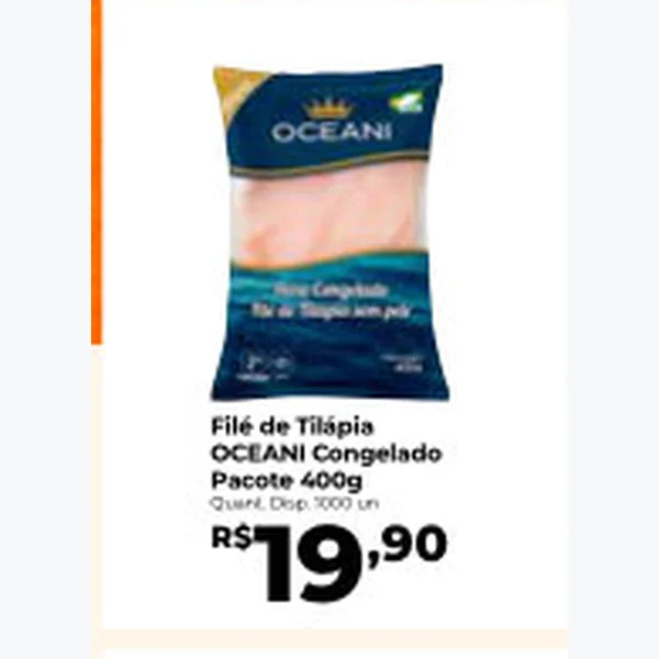 Recorte do encarte de Filé de Tilápia OCEANI 400 g