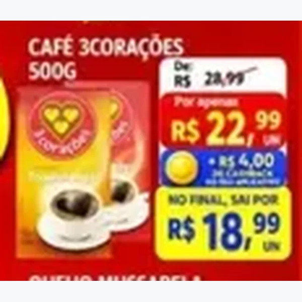 Recorte do encarte de Café 3 Corações 500 g