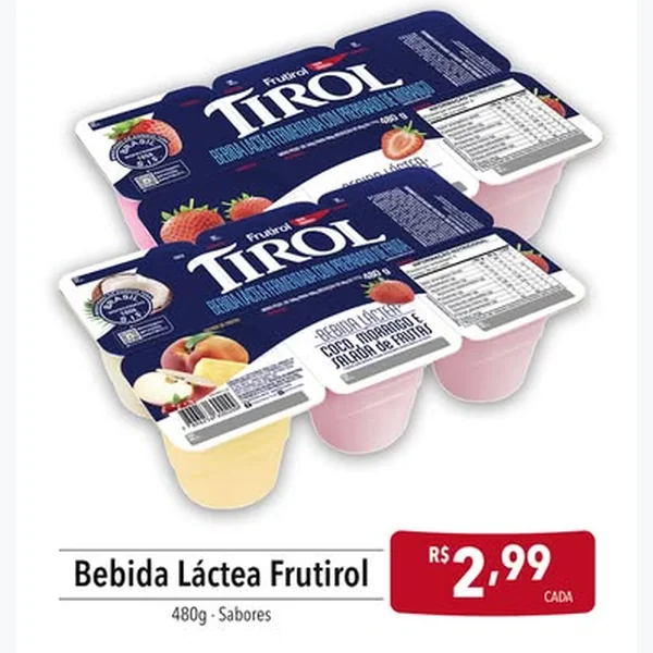 Recorte do encarte de Bebida Láctea Tirol 480 g