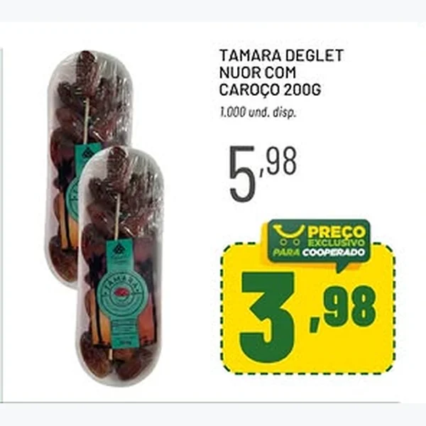 Tâmara Deglet Nuor com Caroço 200 g
