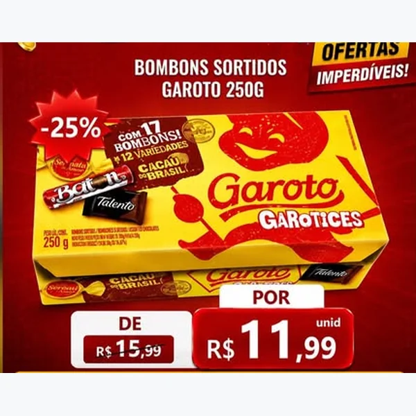 Recorte do encarte de Bombons Sortidos Garotices Garoto 250 g