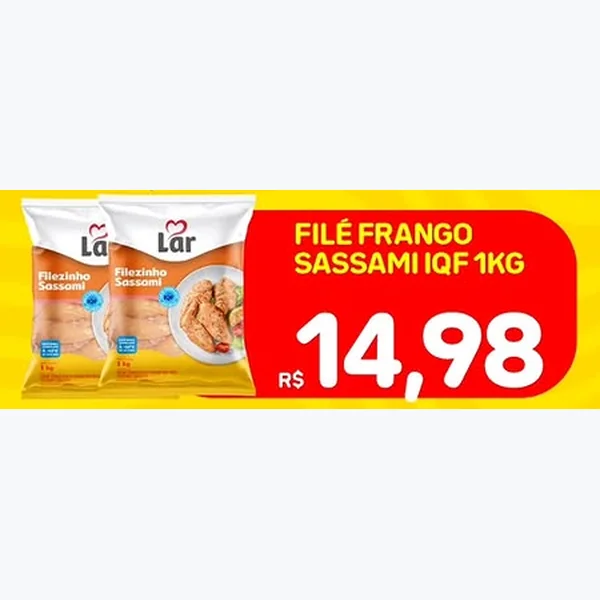 Recorte do encarte de Filé de Frango Sassami Iqf Lar 1 kg