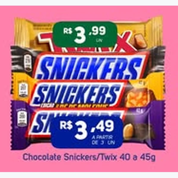 Recorte do encarte de Chocolate Snickers 40 g