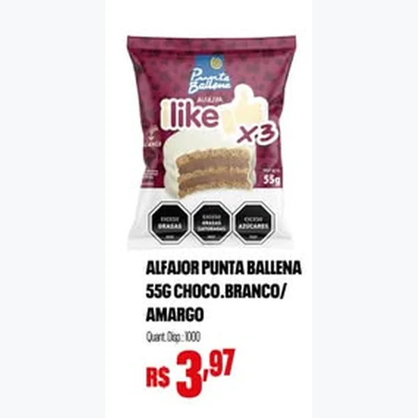 Recorte do encarte de Alfajor Chocolate Amargo Punta Ballena 55 g