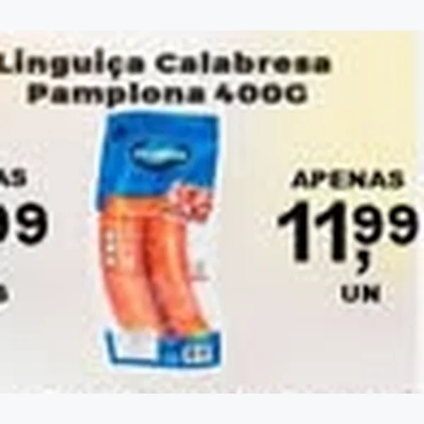 Recorte do encarte de Linguica Calabresa Pamplona 400 g
