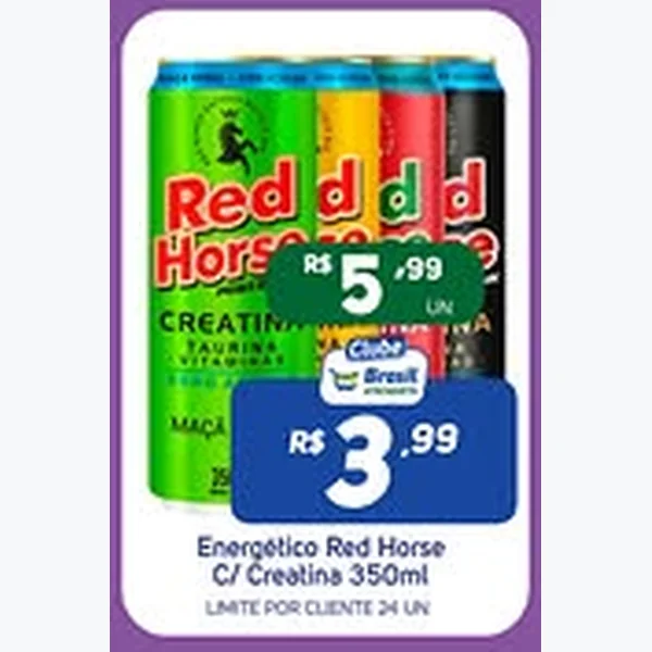 Recorte do encarte de Energético C/ Creatina Red Horse 350 ml