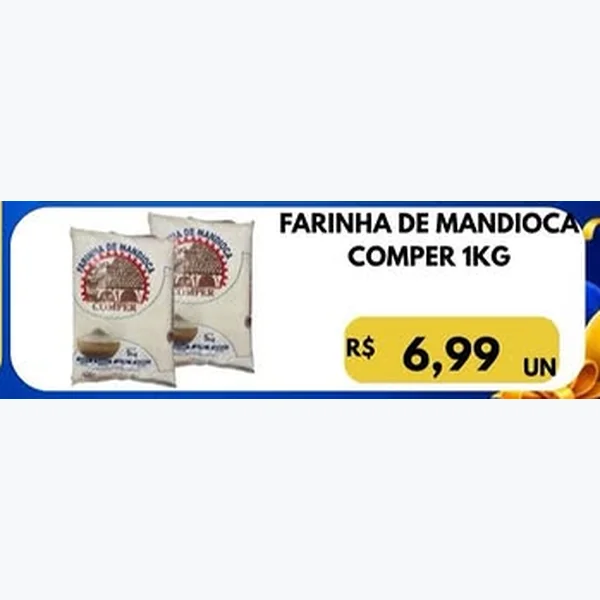 Recorte do encarte de Farinha de Mandioca Comper 1 kg