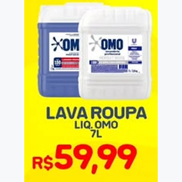 Recorte do encarte de Lava Roupa Líquido Omo 7 L