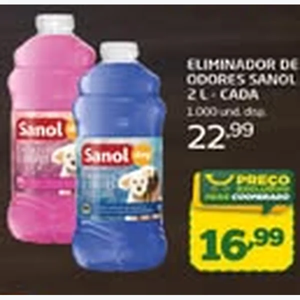 Recorte do encarte de Eliminador de Odores Sanol 2 L