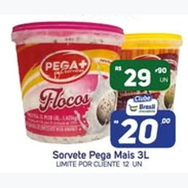 Recorte do encarte de Sorvete Pega Mais 3 L