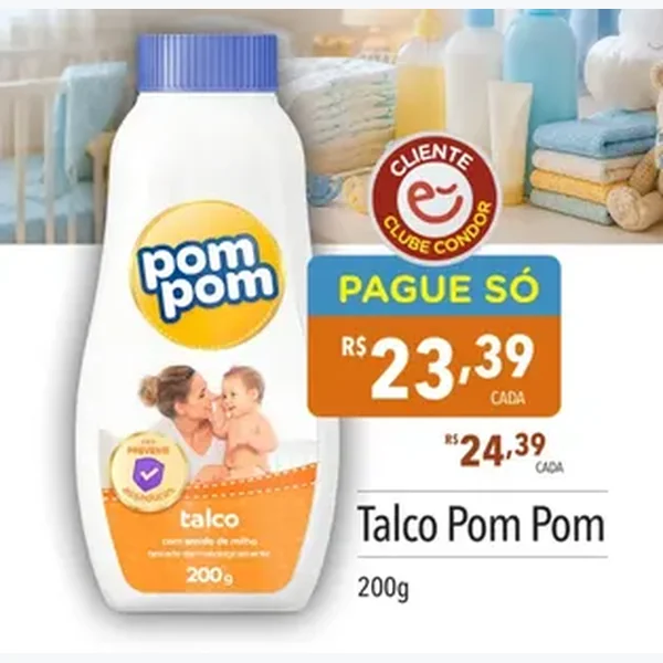 Recorte do encarte de Talco Pom Pom 200 g
