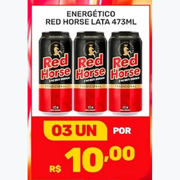 Recorte do encarte de Energético Tradicional Red Horse 473 ml