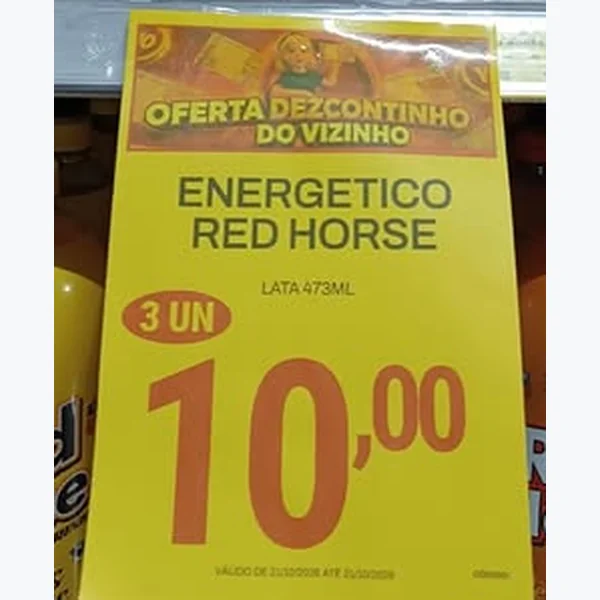 Recorte do encarte de Energético Red Horse 473 ml