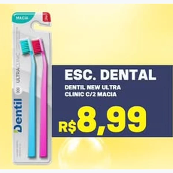 Recorte do encarte de Escova Dental New Ultra Clinic Dentil 2 un