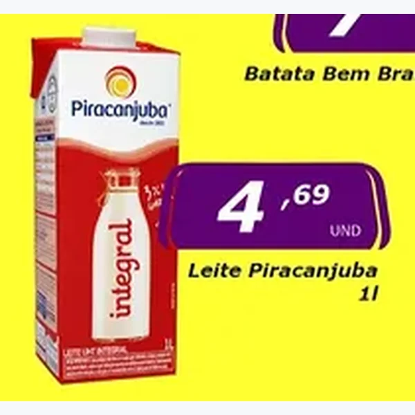 Recorte do encarte de Leite Integral Piracanjuba 1 L
