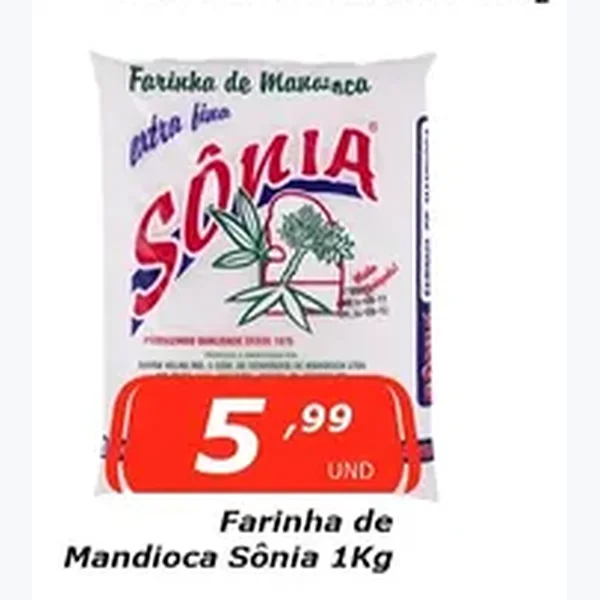 Recorte do encarte de Farinha de Mandioca Sônia 1 kg