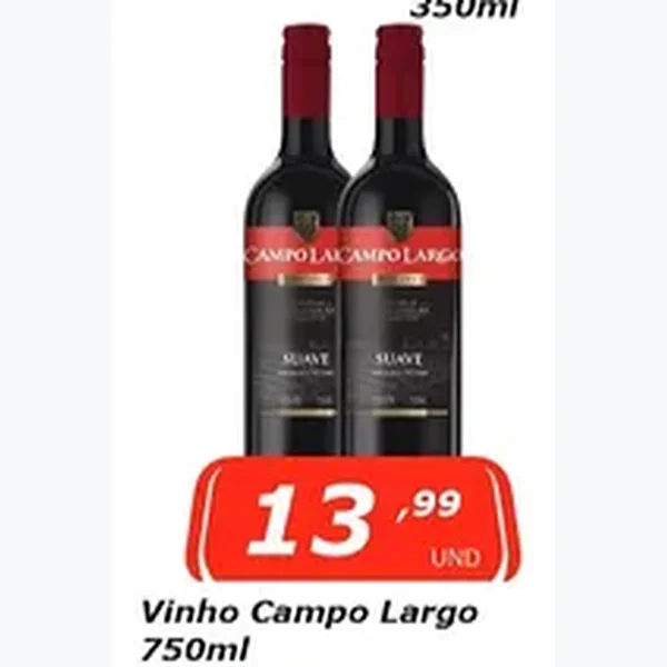 Recorte do encarte de Vinho Suave Campo Largo 750 ml