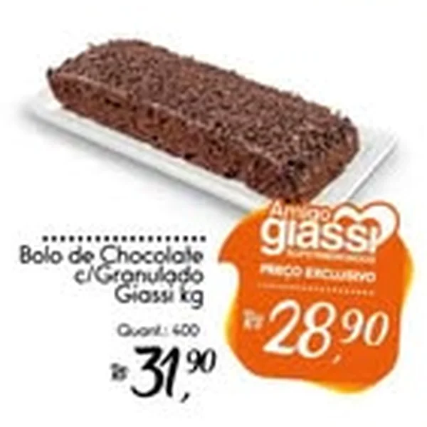 Recorte do encarte de Bolo de Chocolate C/granulado Giassi