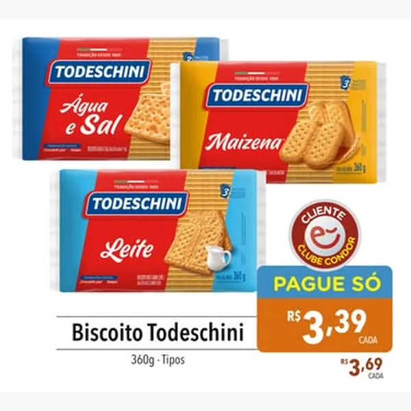 Recorte do encarte de Biscoito Água e Sal Todeschini 360 g