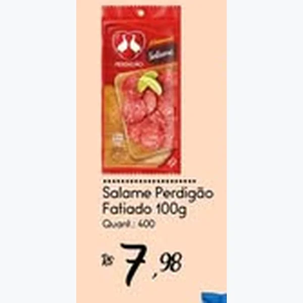 Recorte do encarte de Salame Fatiado Perdigão 100 g