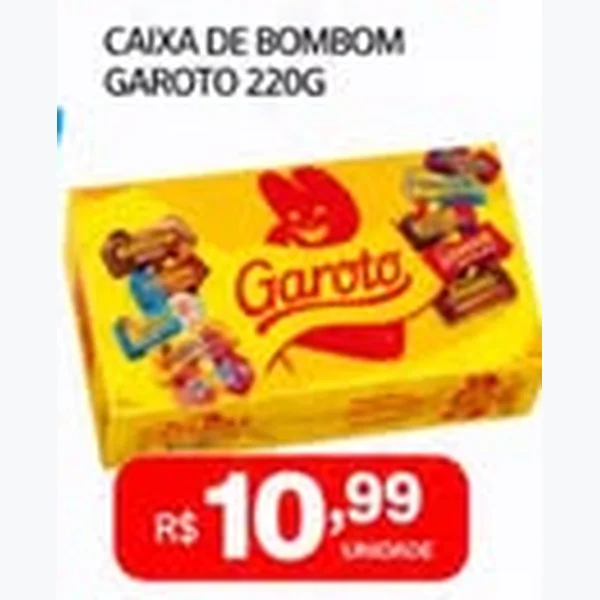 Recorte do encarte de Caixa de Bombom Garoto 220 g