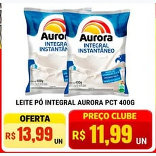 Recorte do encarte de Leite em Pó Integral Instantâneo Aurora 400 g