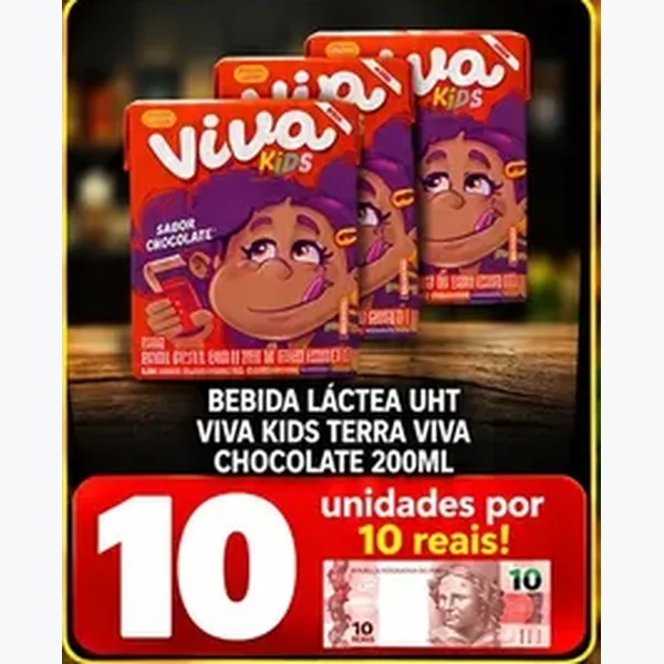 Recorte do encarte de Bebida Láctea Uht Chocolate Terra Viva 200 ml