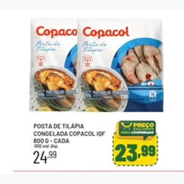 Recorte do encarte de Posta de Tilápia Congelada Copacol 800 g