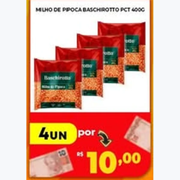 Recorte do encarte de Milho de Pipoca Baschirotto 400 g