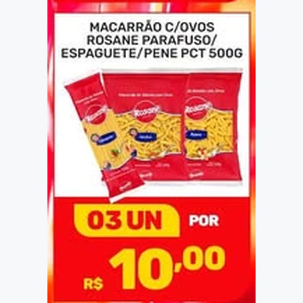 Recorte do encarte de Macarrão com Ovos Parafuso Rosane 500 g