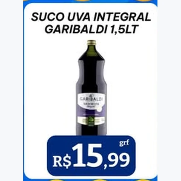 Recorte do encarte de Suco de Uva Integral Garibaldi 1,5 L
